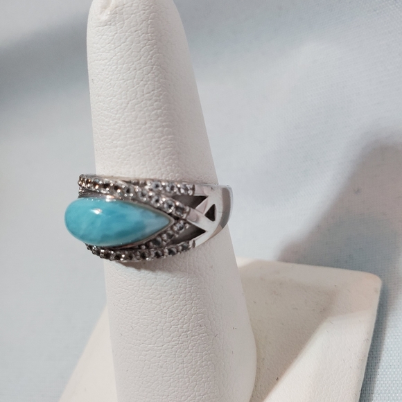 Larimar stone silver ring - Picture 2 of 4